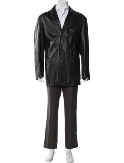 Pre-owned Andrew Marc Leather Overcoat In Gray