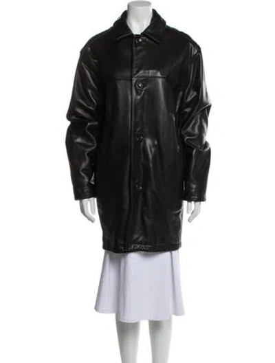 Pre-owned Andrew Marc Leather Parka In Black
