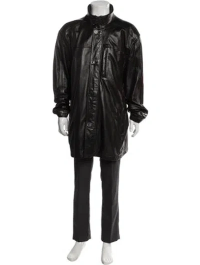 Pre-owned Andrew Marc Leather Parka In Brown