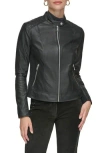 Andrew Marc Leather Racer Jacket In Black
