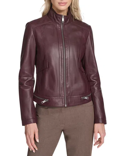 Andrew Marc Leather Rowan Jacket In Burgundy
