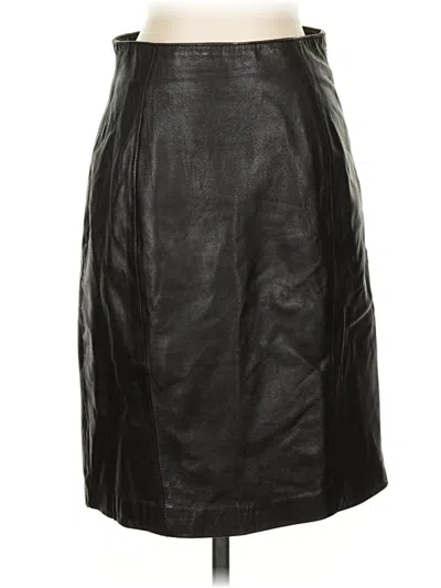 Pre-owned Andrew Marc Leather Skirt In Black