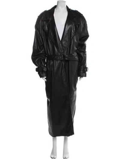 Pre-owned Andrew Marc Leather Trench Coat In Gray