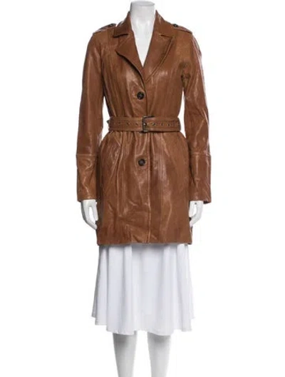Pre-owned Andrew Marc Leather Trench Coat In Neutrals