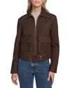 Andrew Marc Leather Trucker Jacket In Brown