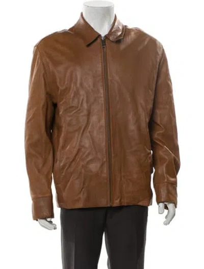 Pre-owned Andrew Marc Leather Utility Jacket In Brown