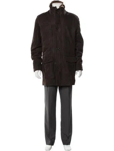 Pre-owned Andrew Marc Leather Utility Jacket In Brown