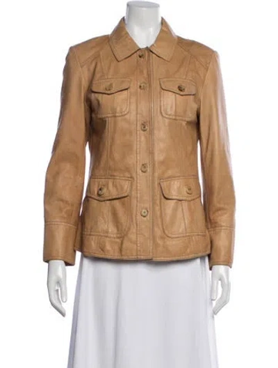 Pre-owned Andrew Marc Leather Utility Jacket In Brown