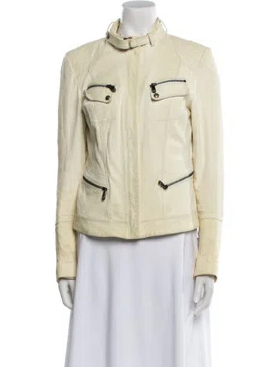 Pre-owned Andrew Marc Leather Utility Jacket In Yellow