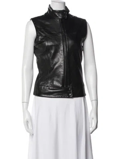 Pre-owned Andrew Marc Leather Vest In Black