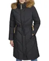 Andrew Marc Lennox Hooded Puffer Coat With Faux Fur Trim In Black