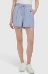 Andrew Marc Lightweight Drawstring Shorts In Chambray