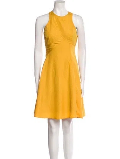 Pre-owned Andrew Marc Linen Mini Dress In Yellow