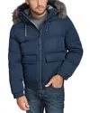 Andrew Marc Lithgow Bomber Jacket With Removable Hood In Blue