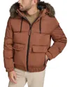 Andrew Marc Lithgow Bomber Jacket With Removable Hood In Brown