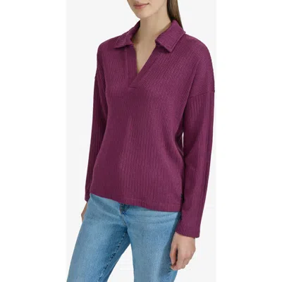 Andrew Marc Long Sleeve Polo Sweater In Purple