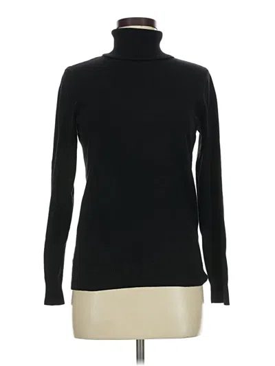 Pre-owned Andrew Marc Long Sleeve Top Black Turtleneck Tops