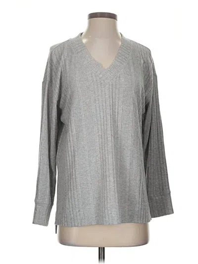 Pre-owned Andrew Marc Long Sleeve Top Gray V Neck Tops
