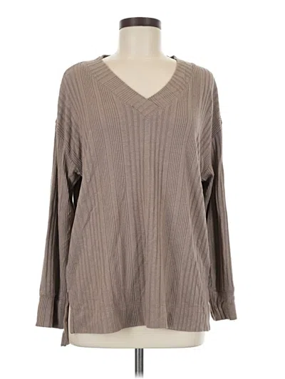 Pre-owned Andrew Marc Long Sleeve T-shirt In Brown