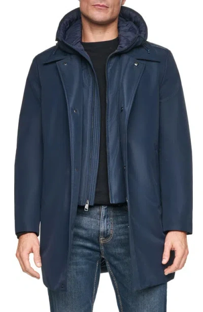 Andrew Marc Mackintosh With Hooded Bib In Blue