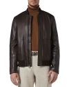 Andrew Marc Macneil Leather Bomber Jacket In Hickory
