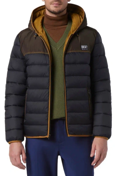 Andrew Marc Malone Color Blocked Hoodie In Black