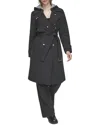 Andrew Marc Water Resistant Belted Trench Coat In Black