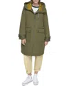 Andrew Marc Gemas Lightweight Parka Coat With Matte Shell And Faux Leather Details In Artichoke