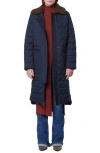 Andrew Marc Maxine Quilted Coat With Faux Shearling Collar In Blue