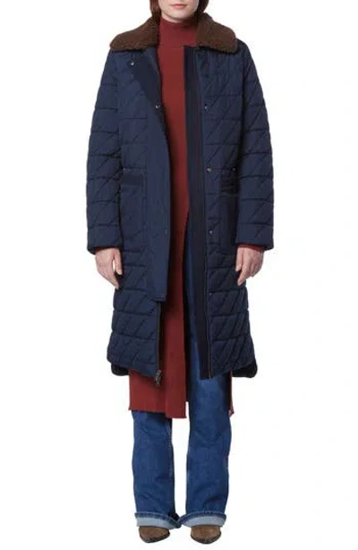 ANDREW MARC ANDREW MARC MAXINE QUILTED COAT WITH FAUX SHEARLING COLLAR