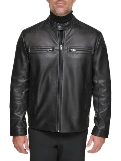 Andrew Marc Men's Bantam Leather Moto Jacket In Black