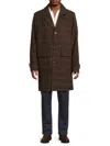 Andrew Marc Men's Bexar Plaid Wool-blend Longline Blazer In Brown
