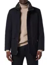 Andrew Marc Wool Blend Faux Fur Collared Jacket In Blue Heather