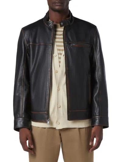 Andrew Marc Men's Caruso Leather Racing Jacket In Black