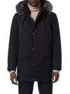 Andrew Marc Men's Dawson Faux Fur Wool Blend Parka In Blue Heather