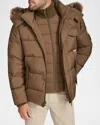 Andrew Marc Forester Faux Fur Trim Down Jacket In Cappucino