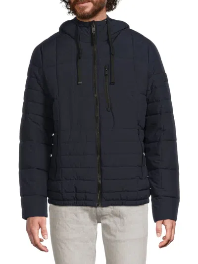 Andrew Marc Men's Fitzroy Hooded Quilted Puffer Jacket In Blue
