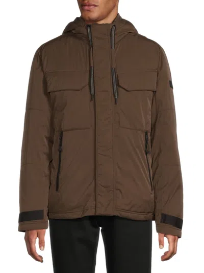 Andrew Marc Men's Gawler Drawstring Hood Down Jacket In Brown
