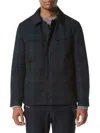 Andrew Marc Men's Gosper Plaid Wool Blend Reversible Shacket In Blue Multi