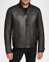 Andrew Marc Skeld Leather Bomber Jacket In Chocolate
