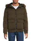 Andrew Marc Men's Lithgow Faux Fur Hood Quilted Puffer Down Jacket In Brown