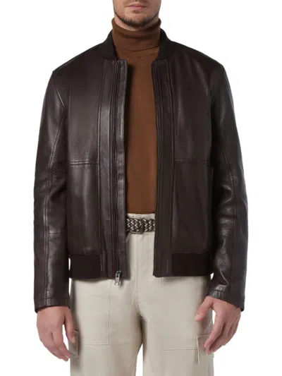 Andrew Marc Men's Macneil Lambskin Leather Bomber Jacket In Hickory