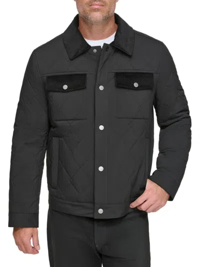 Andrew Marc Men's Mainline Walkerton Chain Link Mini Quilt Jacket In Black