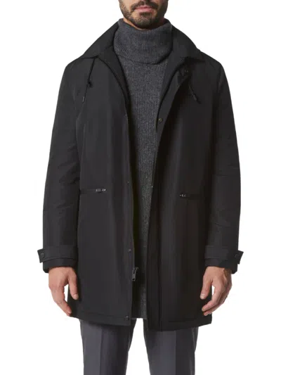 Andrew Marc Mens Insulated Polyester Raincoat In Black