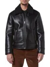 Andrew Marc Men's New York Cadman Faux Sherling Trim Faux Leather Jacket In Black