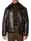 Andrew Marc Cadman Faux Shearling Pilot Jacket In Brown