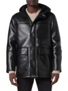 ANDREW MARC MEN'S NEW YORK DONOHUE FAUX LEATHER & FAUX SHEARLING JACKET