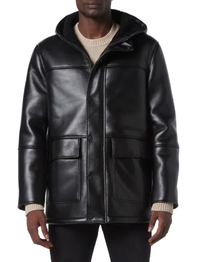 Andrew Marc Men's New York Donohue Faux Leather & Faux Shearling Jacket In Black