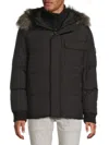 Andrew Marc Men's Nisko Faux Fur Hood Quilted Puffer Down Jacket In Gray