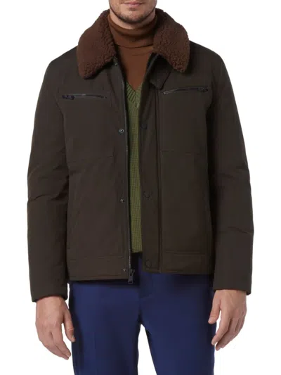 Andrew Marc Men's Randall Faux Shearling Bomber Jacket In Brown